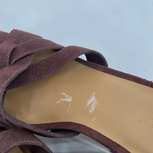 Splendid Womens Size 10 Piper Suede Platform Heeled Sandals Raisin Strappy Boho - Picture 13 of 13